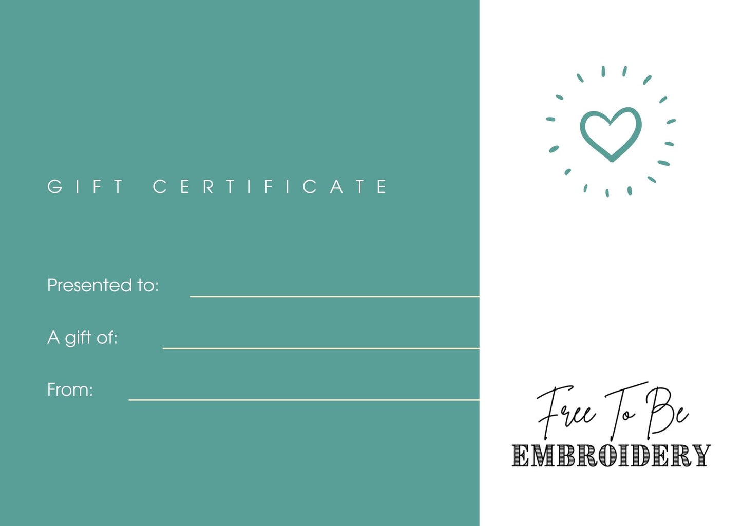 Free to Be Embroidery Gift Card