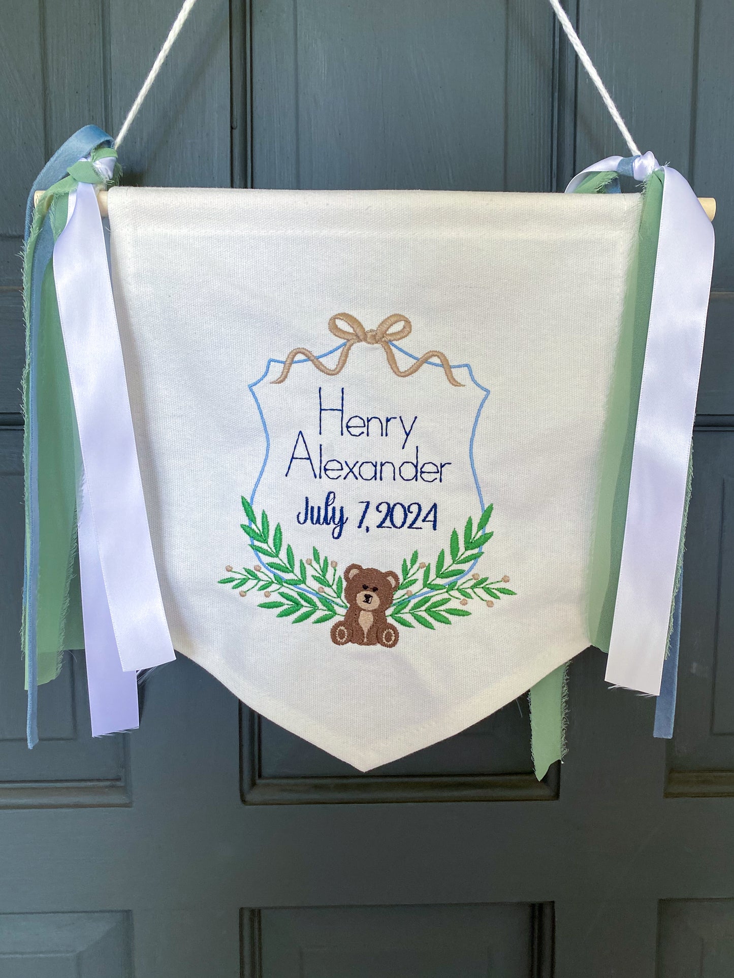 Baby Boy Announcement Banner with Ribbon